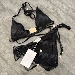 Women Sexy Swimsuit Black Halter Bikinis Summer Designer Swimwear Beach Bra Breif Set Beach Swimsuits Charming Bathing Suits