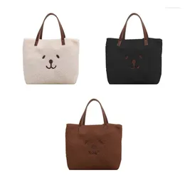 Shopping Bags Plush Cluth Bag Vintage Cartoon Bear Tote Clutch Lightweight Handbag Fashion Ladies Large Capacity Square For Women