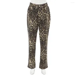 Pantaloni da donna Donne Donnetto pantaloni lunghi pantaloni leopardo Slier fit with tasche per eleganti donne di mezza fascia