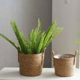 Large seaweed storage baskets flower pots flower baskets woven flower pots indoor 240517