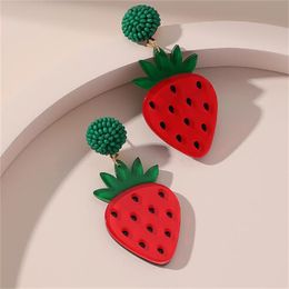 Fruit earring Acrylic Fruit Lemon Pitaya Strawberry Big Dangle Earrings For Women Trend Luxury Charm Elegant Particular Summer Jewelry