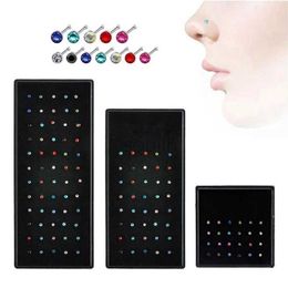 Body Arts Stainless Steel Crystal Nose stud Set Women Girl Surgical Steel Nose Piercing Rhinestone Nose Stud ear bone Stud Body Jewelry d240503