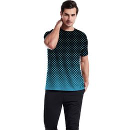 Men's T-shirt geometric pattern top round neck clothing 3D printing polka dot short sleeved outdoor daily short sleeved fashionable retro large men's T-shirt DDTXA40