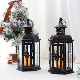 Holders Vintage Candle Holder Lanterns 10 Inch High Decorative Hanging Lantern Bird Cage Metal Candle holder Black Garden Home Decor