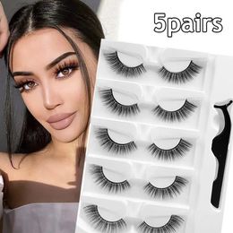 Natural Curly Selfadhesive Fake Eyelashes GlueFree Reusable Lashes 3D Faux Mink Hair Waterproof Adhesive Tape 240506