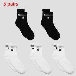 AL Yoga Women Socks Yoga Sports Casual Socks Cotton Sports Socks Seasonal Unisex Black and White Long Tube Accessories