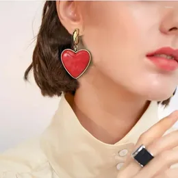 Dangle Earrings Vintage Big Exaggerated Heart Drop For Women 2024 Trendy Red Black Punk Statement Party Jewellery Wholesale