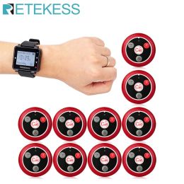 Accessories Retekess T128 Restaurant Pager Wireless Waiter Calling System Watch Receiver + 10pcs T117 Call Button For Cafe Clinic Dentist