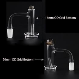 Full Weld Beveled Edge Control Tower Quartz Banger Grid Bottom 16mm 20mm OD 45/ 90 Degrees with Dichro Glass Cap/hollow Pillars For Glass Water Bongs Dab Rigs Pipes