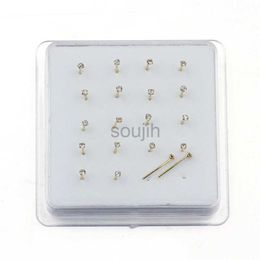 Body Arts 1set 20 Pcs Straight Pin Nose Stud With 1.5mm Crystal Nose Piercing Body Jewelry Nose Studs Rings Piercing Pin Body Jewelry d240503