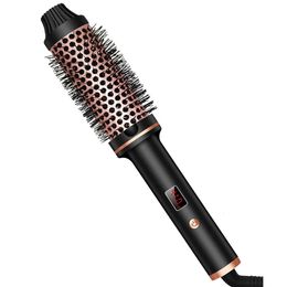 Thermal Brush 1.5 Inch Heated Curling Brush Ceramic Curling Iron Volumizing Brush Heating Round Brush Travel Hair Curler Comb 240415