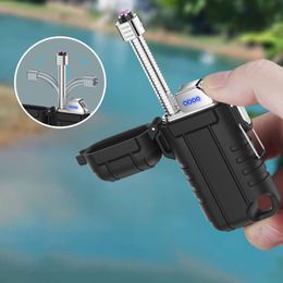 Dual Arc Outdoor Lighter Retractable Rotary Hose Seal Waterproof Windproof Usb Lighter Custom