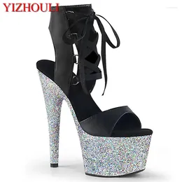 Dance Shoes 6 Inches.Sequined Waterproof Platform 15cm Stiletto Ankle Boots Stage Party Pole Dancing Performance