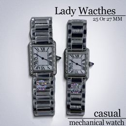 designer Watches Tank Watch watches high quality Women movement watches 25 or 27MM Quartz Movement Watches Folding buckle Stainless Steel Casual Silver watchstrap