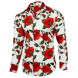 Men's Casual Shirts Flower Men Long Slve Printed Shirts For Mens Social Luxury Man Designer Clothes Hawaiian Fashion Elegant Classic Ts Women Y240506