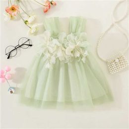 Girl's Dresses Newborn Infant Baby Girls Princess Dress 3D Flower Sleeveless Sling Dress Summer Layered Tulle Cute Toddler birthday DressL2405