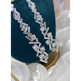 Stud Earrings Apasion 925 Sterling Silver 6CM Long Chain Irregular Sticker Bar Dangle Drop For Women Fashion Jewelry Wedding Gifts