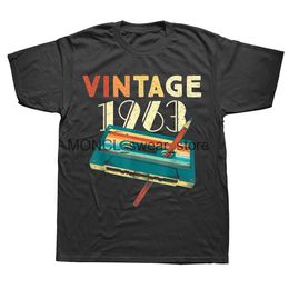 Men's T-Shirts Vintage 1963 Music Cassette 60th Birthday Gifts 60 Years Old T Shirt Summer Style Graphic Cotton Strtwear Short Slve T-shirt H240506