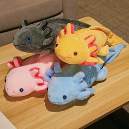 Plüschpuppen 45 cm niedlich Salamander Plüschspielzeugsimulation Dinosaurier Ambystoma füllen Puppe Kawaii Mexiko Axolotl Tierpuppe Kindergeschenke Giftl240502