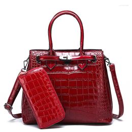 Bag European And American Fashion Patent Leather Women's Handbag One Shoulder Cross Two Piece Crocodile Commuter