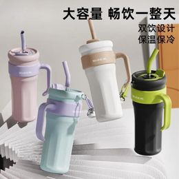 125L Tumblers With Handle Insulated Mugs Lids And Straws Vacuum Car Cup Coffee Travel Tumbler Cups 240430