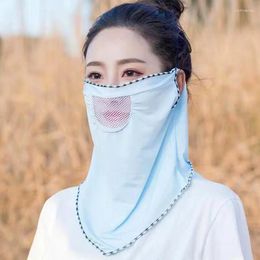 Scarves Summer Women Sun Protective Scarf With Neck Outdoors Driving Guard Sunshade Face Mask Breathable Silk Sunscreen