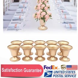 Vases 10PCS Gold Flower Vase Centerpieces Wedding Metal Urn Planter Trumpet Home Holder Anniversary