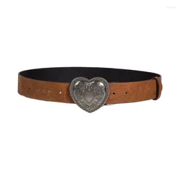 Belts Wear-resistant Adult Waist With Carved Heart Buckle Ladies PU Waistband