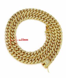 15mm selling european and american hip hop hiphop miami cuban necklace mens diamond large gold chain necklace whole6973405