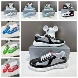 designer shoes 2024 new fashion luxury americas cup sneakers shoes for men calf leather blue black white sports technical fabric light sole outdoor