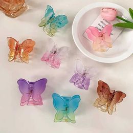 Other Sweet Butterfly Hairpin Summer Fairy Clip Gradient Tie-Dye Acetate Headwear Women Girls Styling Tools Barrettes Hair Accessories