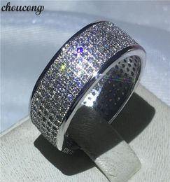 choucong Luxury Engagement Wedding Band ring Pave setting 250pcs Diamond Cz White gold filled Rings For Women men Jewelry7871988