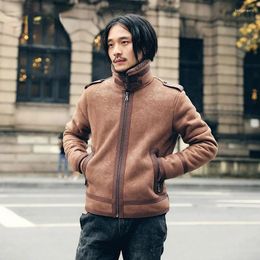 Men's Jackets 2024 Men Leather Warm Jacket Suede Motorcycle Bike Outwear Stand Collar Winter Slim Coat M-5XL