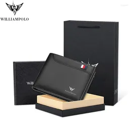 Wallets Soft Men Wallet Ultra Slim Holder Genuine Leather Multi Card Case Purse Business Portable Fashion WILLIAMPOLO