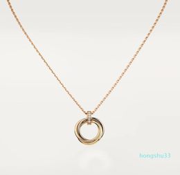2022 new fashion Classic Design Cubic Zirconia Triple Trinity Necklace Pendant Women Girls Titanium Steel Wedding Designer Jewelry3294792