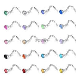 Body Arts ZS 20pcs CZ Stainless Steel Nose Studs Crystal Lot 20G Nose Piercing Septum Studs For Unisex Body Piercing Fashion Jewellery Women d240503