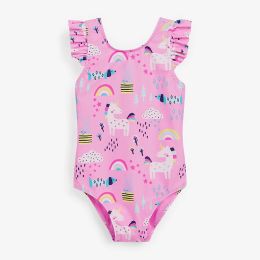 Swimwear Cute Baby Girl Unicorn Swimsuits 1 Year Girls Cartoon Ptinted Rifflebutt Swimmingwear Newborn Babe Backless Sports Swimming Suit