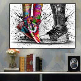 Calligraphy Graffiti Tide Brand Sneakers Poster Print Wall Art Canvas Painting Modern Pop Art Home Decorative Painting For Living Room Decor