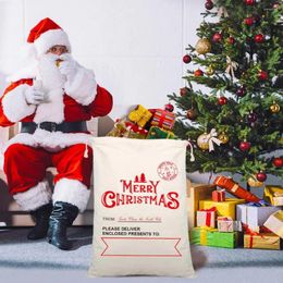 Gift Wrap Present Packaging Bag Reusable Cotton Drawstring Bags For Christmas Candy Portable Soft Holiday