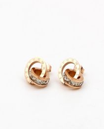 Fashion Titanium steel Small Crystal Roman earring for woman Jewellery Digital Dual Lady Allmatch Love Earrings Jewellery Earrings1177031