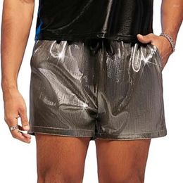 Men's Shorts Men Shiny Loose Fit Hip-hop Style Summer With Elastic Drawstring Waist Pockets For A