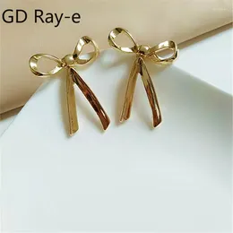 Stud Earrings Long Tassel Metal Ribbon Bow For Women Wedding Gold-plated Trendy Sweet Ear Accessories Gifts