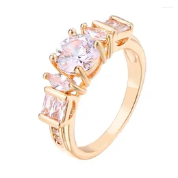 Cluster Rings Bettyue Brand Fashion Wholesale Charm Cubic Zircon Champagne Gold Color Wedding For Woman Florid Jewelry Gifts