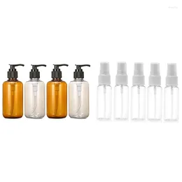 Storage Bottles 5 Pcs 50Ml Refillable Fine Mist Sprayer & 4 300Ml Clear Soap Dispenser