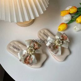 Slipper Bow Tie Girls Slippers Non Slip and Breathable 3-10 Years Old Versatile Princess Style ldren Outdoor H240506