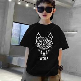 T-shirts Kids Wolf Shirt Boy Clothes Baby Boys Girls Tops Children Clothes Short Sleeve Boys T-shirt Animal T-shirt Teenager Cotton ShirtL2405