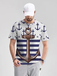 2024 New Men's T-shirt Boat Anchor Arrow Print Letter Short sleeved Cotton Top Loose Top Quick Drying Cloth Sizes s-4XL DDTXA52