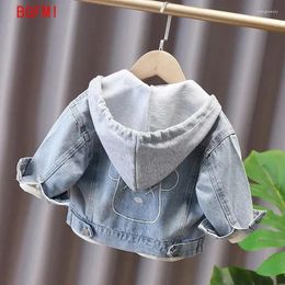 Jackets Children's Denim Jacket Spring And Autumn Clothes 2024 Fashion Casual Coat For Boy Girl Hooded Baby