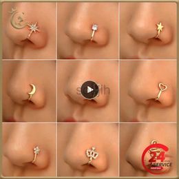 Body Arts Women Fake Piercing Nose Ring Hoop Septum Non Piercing Delicate Nose Clip HipHoop Steel Magnet Fashion Punk Body d240503