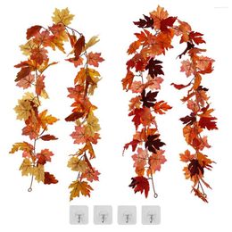 Decorative Flowers 2 Pieces Artificial Leaf Garland Courtyard Fake Vine Banquet Decor